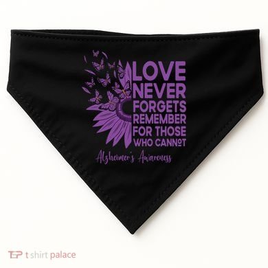 AlzheimerS Awareness Fighters Love Never Forgets Gift USA-Made Doggie Bandana