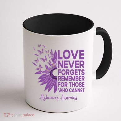 AlzheimerS Awareness Fighters Love Never Forgets Gift Coffee Mug back