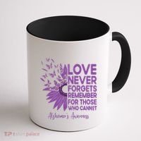 AlzheimerS Awareness Fighters Love Never Forgets Gift Coffee Mug thumb 1