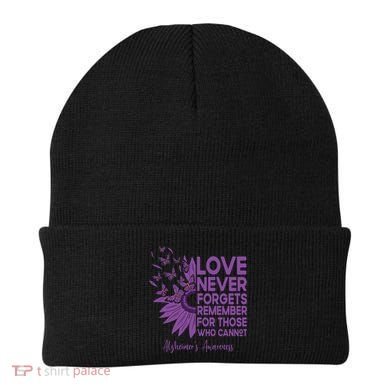 AlzheimerS Awareness Fighters Love Never Forgets Gift Beanie
