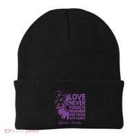 AlzheimerS Awareness Fighters Love Never Forgets Gift Beanie thumb 0