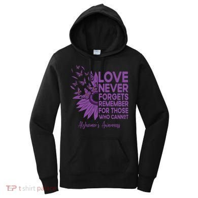 AlzheimerS Awareness Fighters Love Never Forgets Gift Women's Hoodie