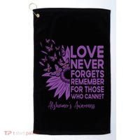 AlzheimerS Awareness Fighters Love Never Forgets Gift Golf Towel thumb 0
