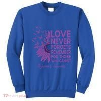 AlzheimerS Awareness Fighters Love Never Forgets Gift Sweatshirt thumb 0