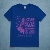 AlzheimerS Awareness Fighters Love Never Forgets Gift T-Shirt thumb 5