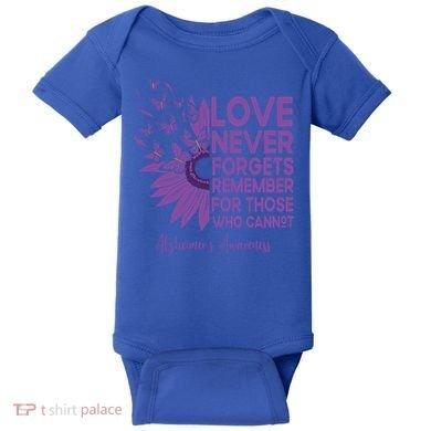 AlzheimerS Awareness Fighters Love Never Forgets Gift Baby Bodysuit