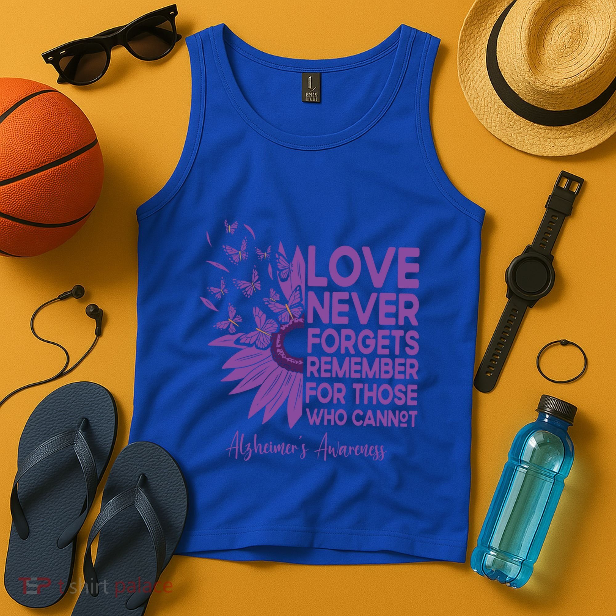 AlzheimerS Awareness Fighters Love Never Forgets Gift Tank Top