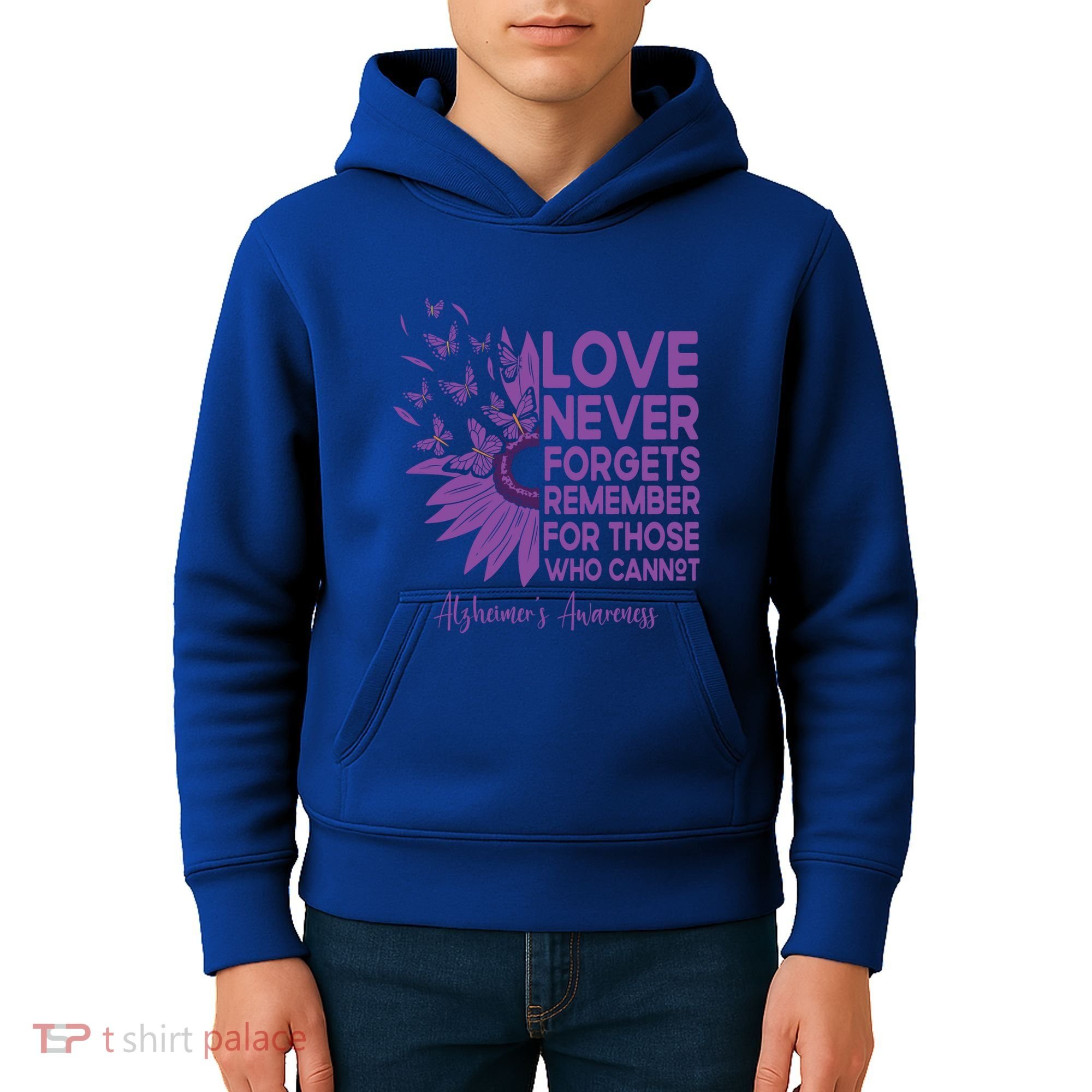 AlzheimerS Awareness Fighters Love Never Forgets Gift Kids Hoodie