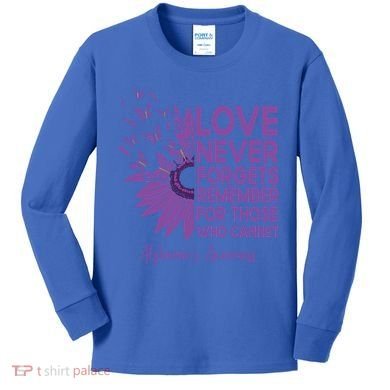 AlzheimerS Awareness Fighters Love Never Forgets Gift Kids Long Sleeve Shirt