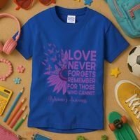 AlzheimerS Awareness Fighters Love Never Forgets Gift Kids T-Shirt thumb 3
