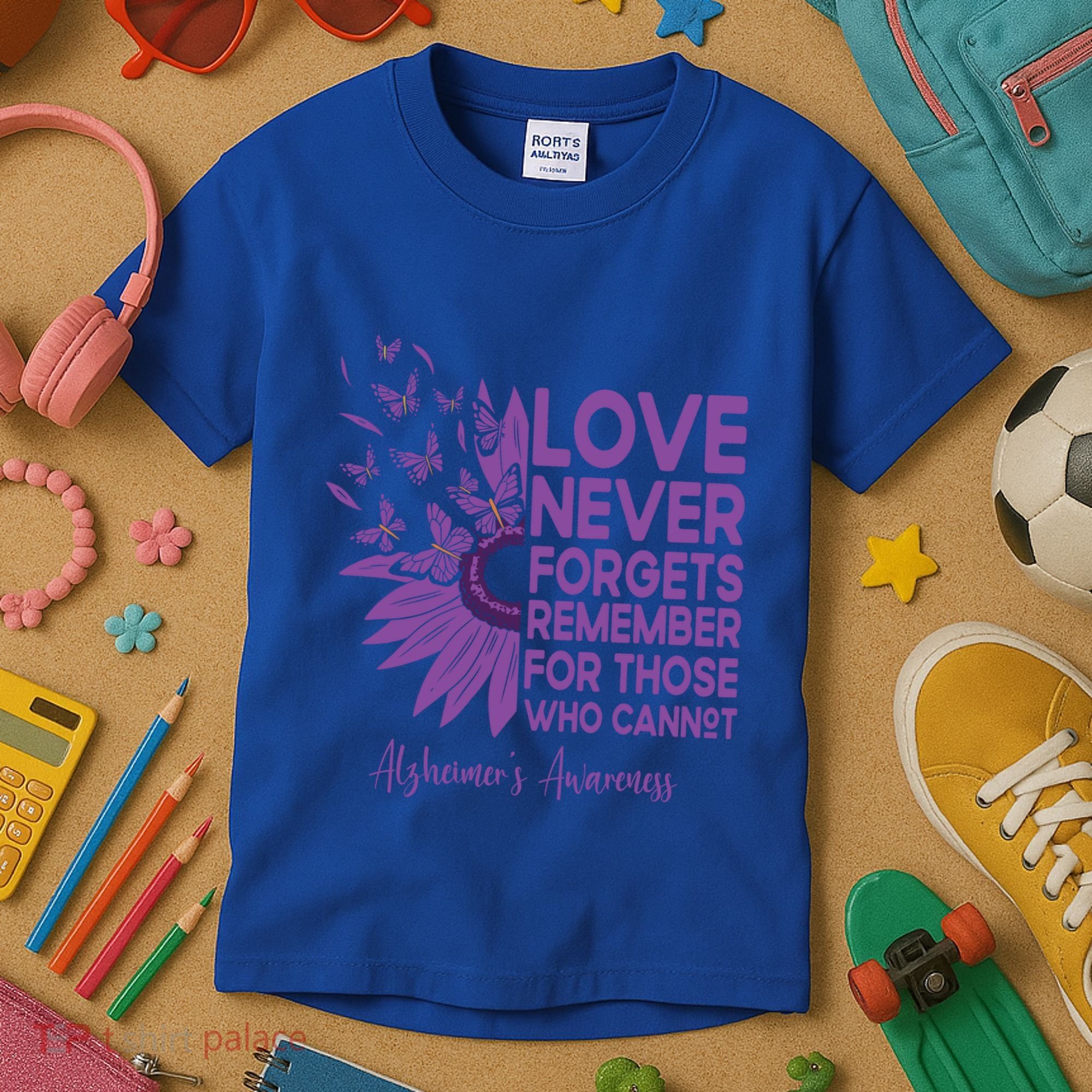 AlzheimerS Awareness Fighters Love Never Forgets Gift Kids T-Shirt