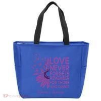 AlzheimerS Awareness Fighters Love Never Forgets Gift Tote Bag thumb 0