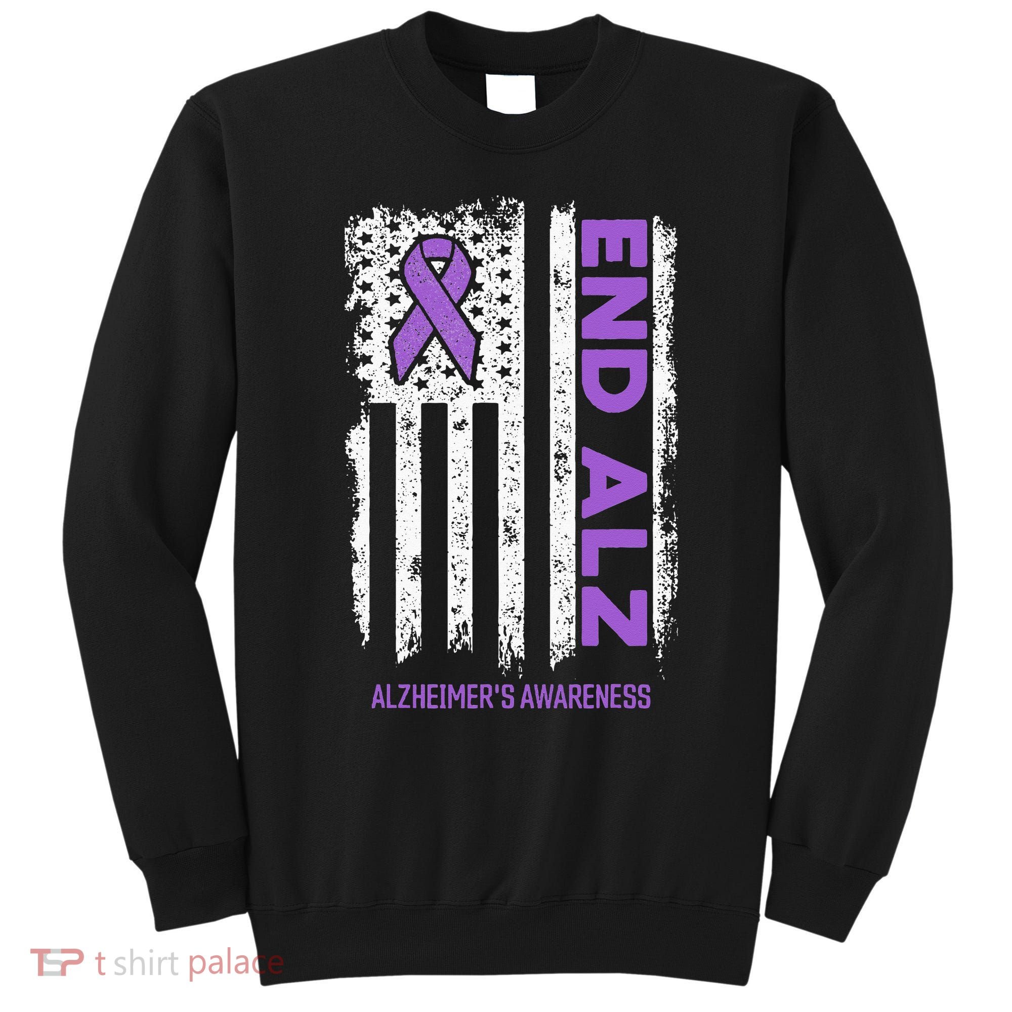 Alzheimers American Flag End Alz Alzheimers Awareness Sweatshirt