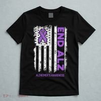 Alzheimers American Flag End Alz Alzheimers Awareness T-Shirt thumb 5