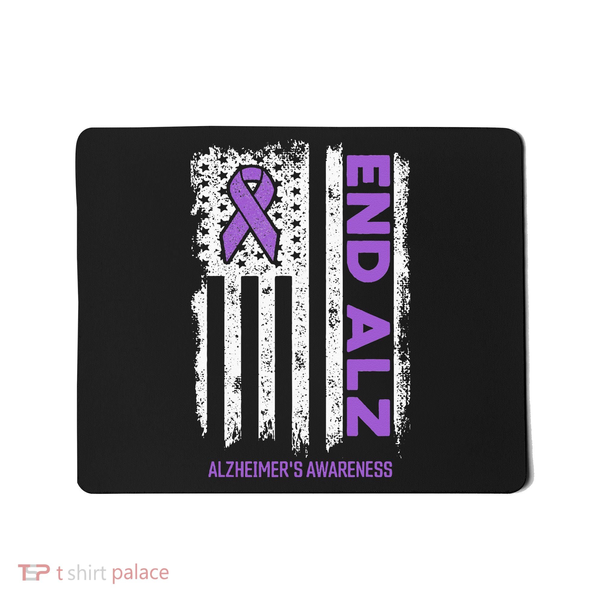 Alzheimers American Flag End Alz Alzheimers Awareness Mousepad