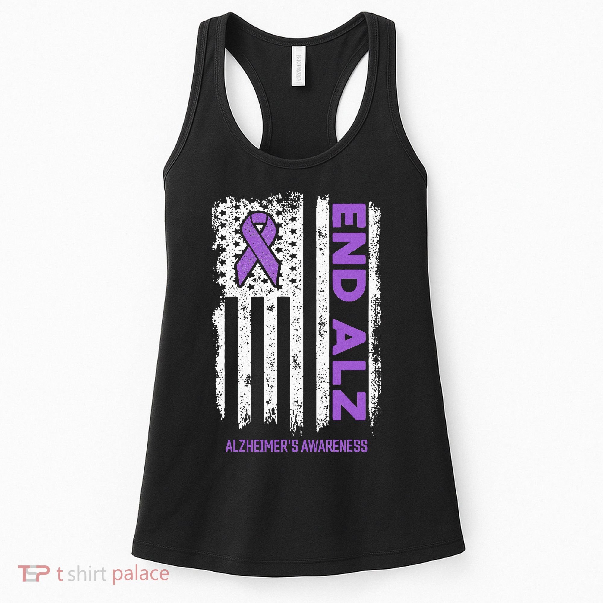 Alzheimers American Flag End Alz Alzheimers Awareness Women's Tank Top