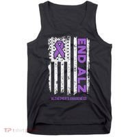 Alzheimers American Flag End Alz Alzheimers Awareness Tank Top thumb 0