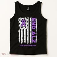 Alzheimers American Flag End Alz Alzheimers Awareness Tank Top thumb 2