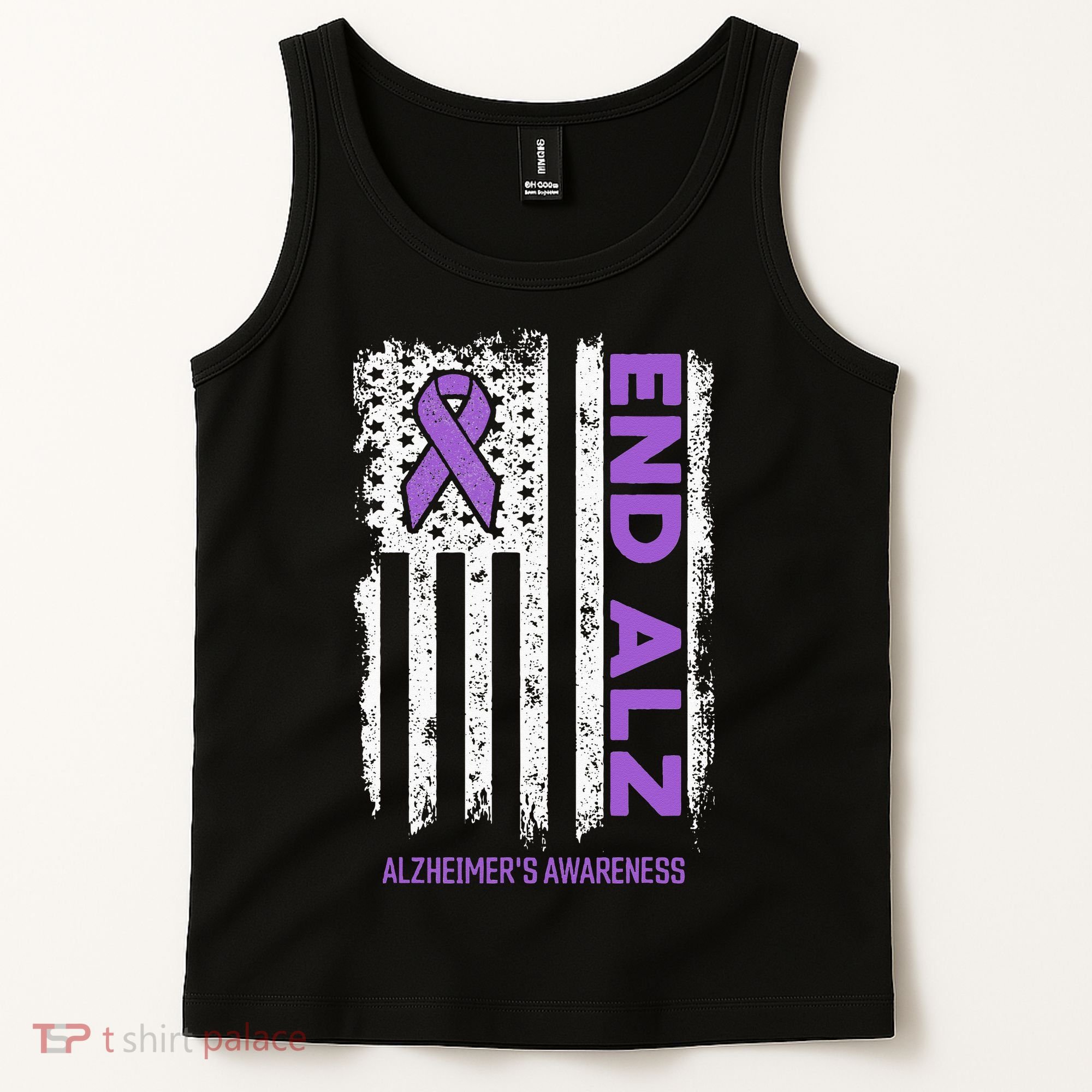 Alzheimers American Flag End Alz Alzheimers Awareness Tank Top