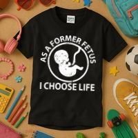 As A Former Fetus I Choose Pro Life Kids T-Shirt thumb 3