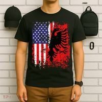 Albanian American Flag Patriotic USA Albania Flag T-Shirt thumb 6