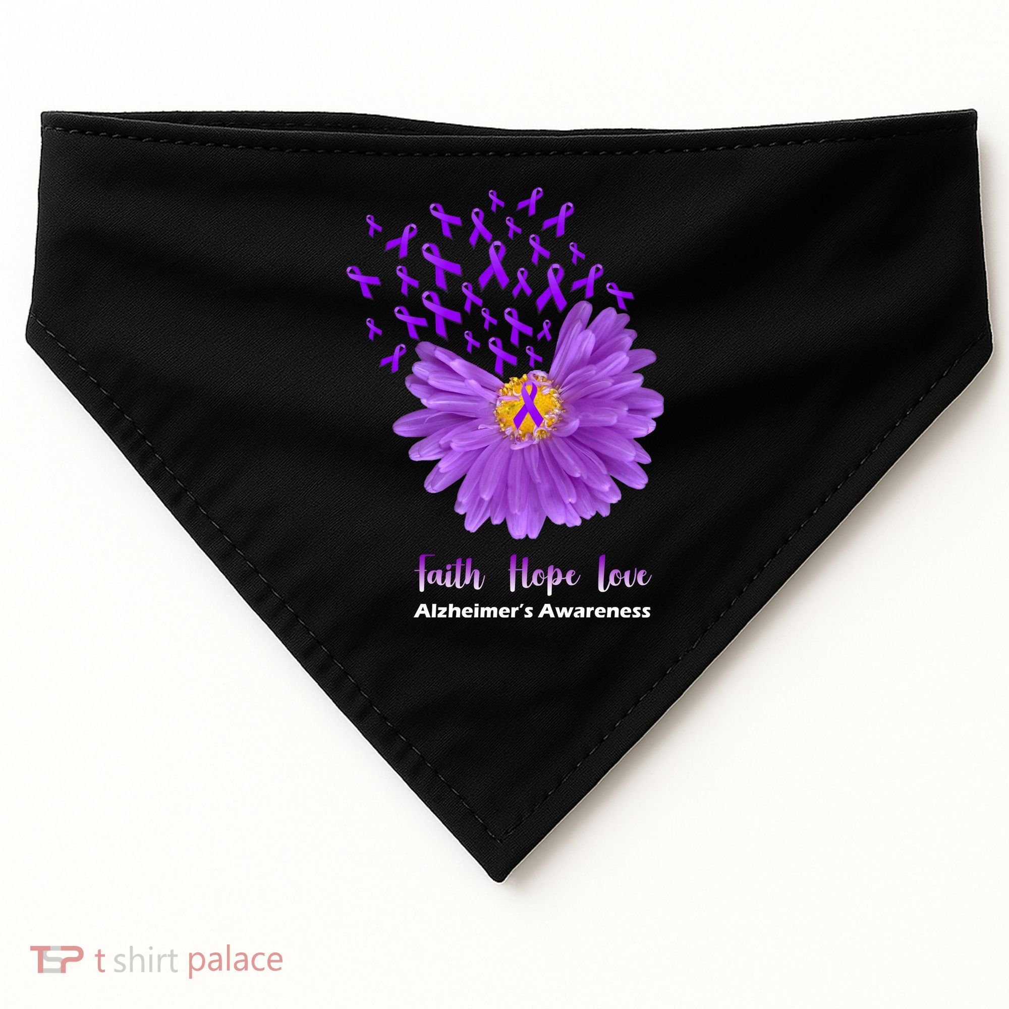 Alzheimer's Awareness Faith Hope Love USA-Made Doggie Bandana
