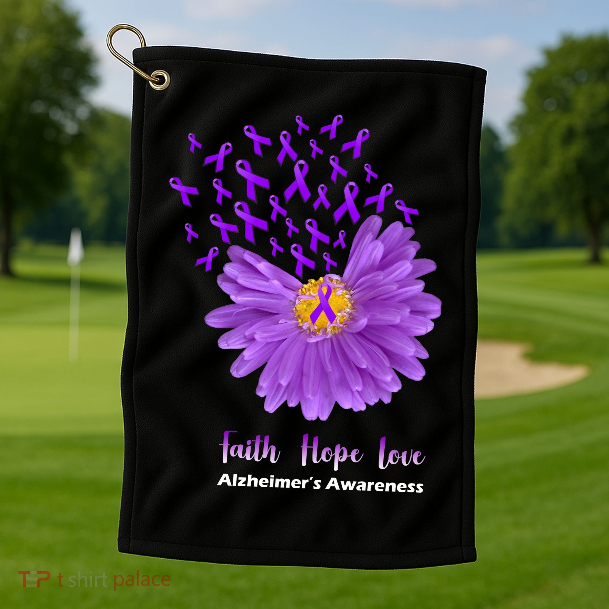 Alzheimer's Awareness Faith Hope Love Golf Towel
