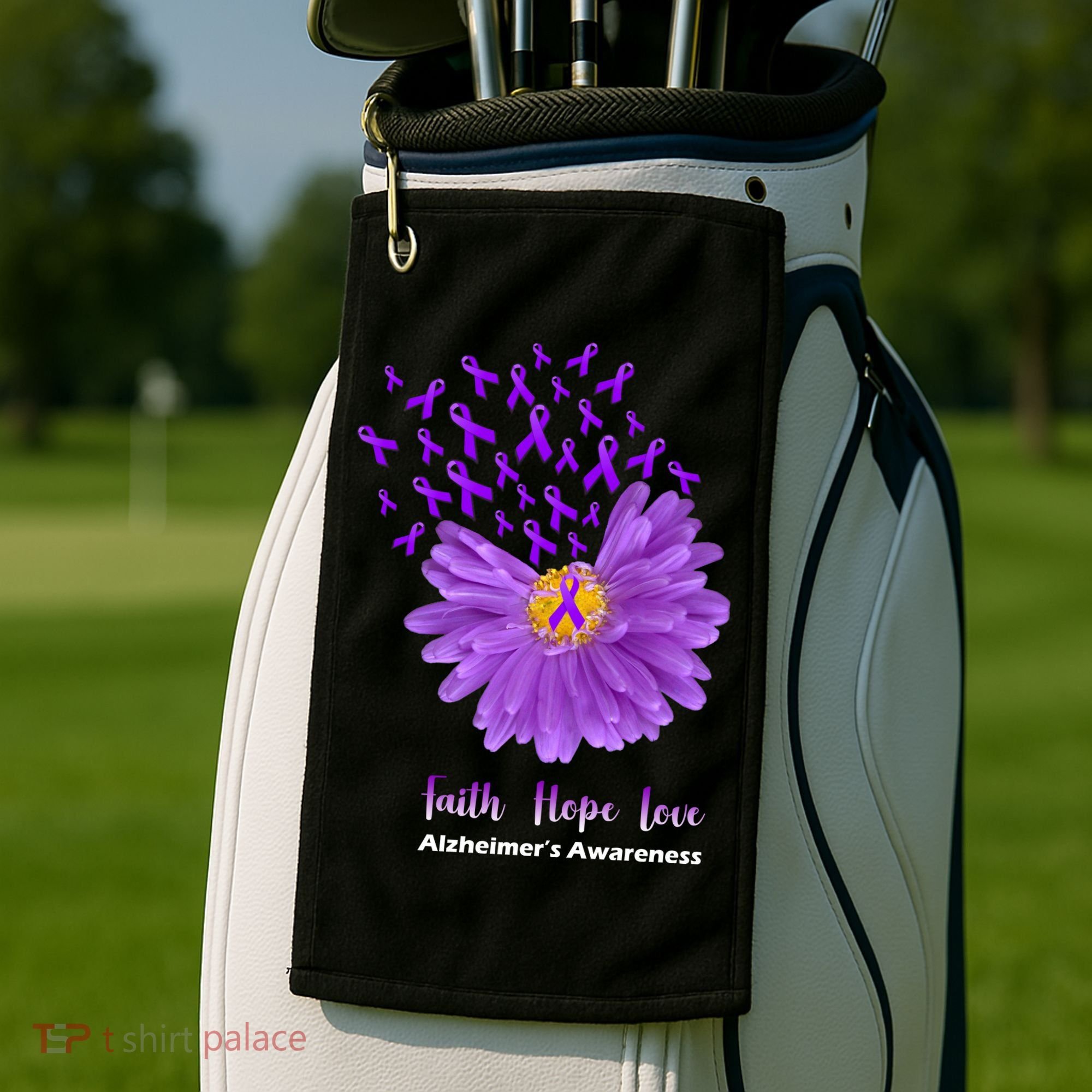 Alzheimer's Awareness Faith Hope Love Golf Towel