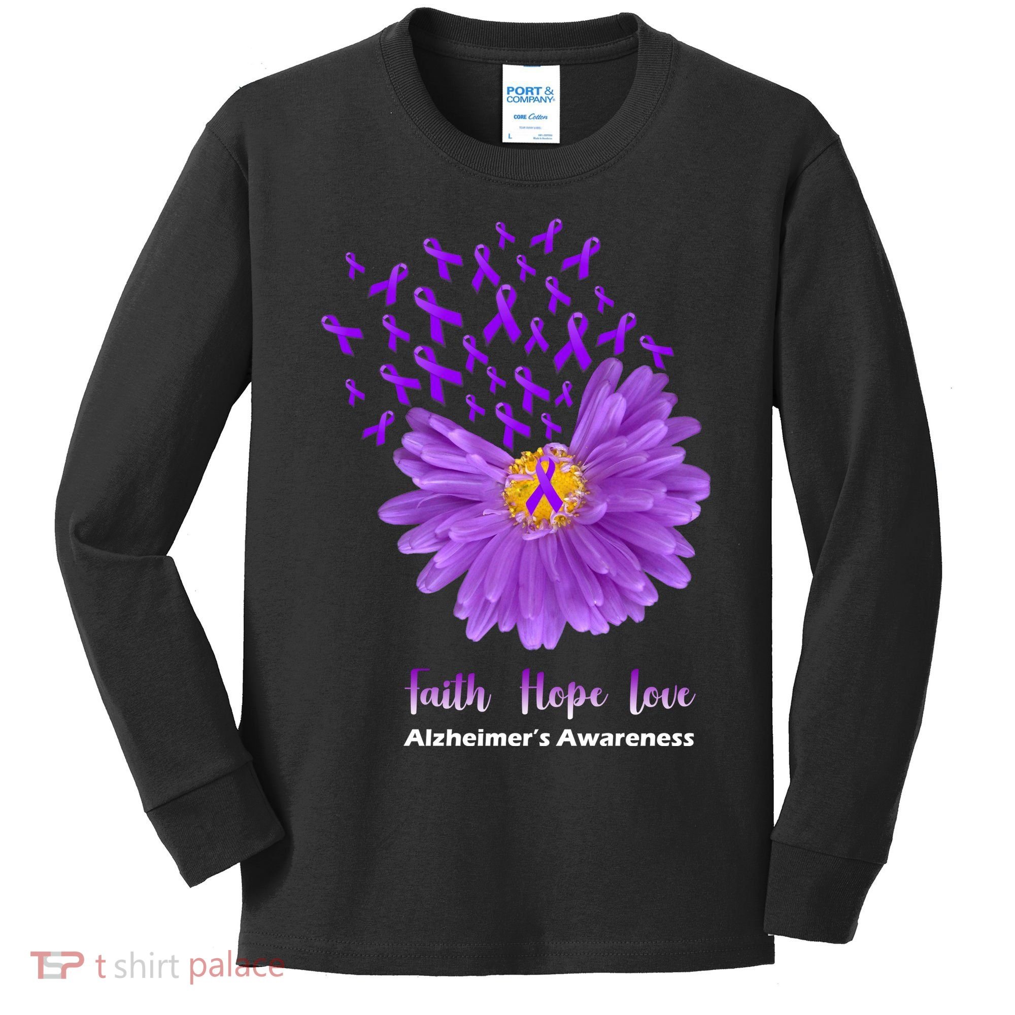 Alzheimer's Awareness Faith Hope Love Kids Long Sleeve Shirt