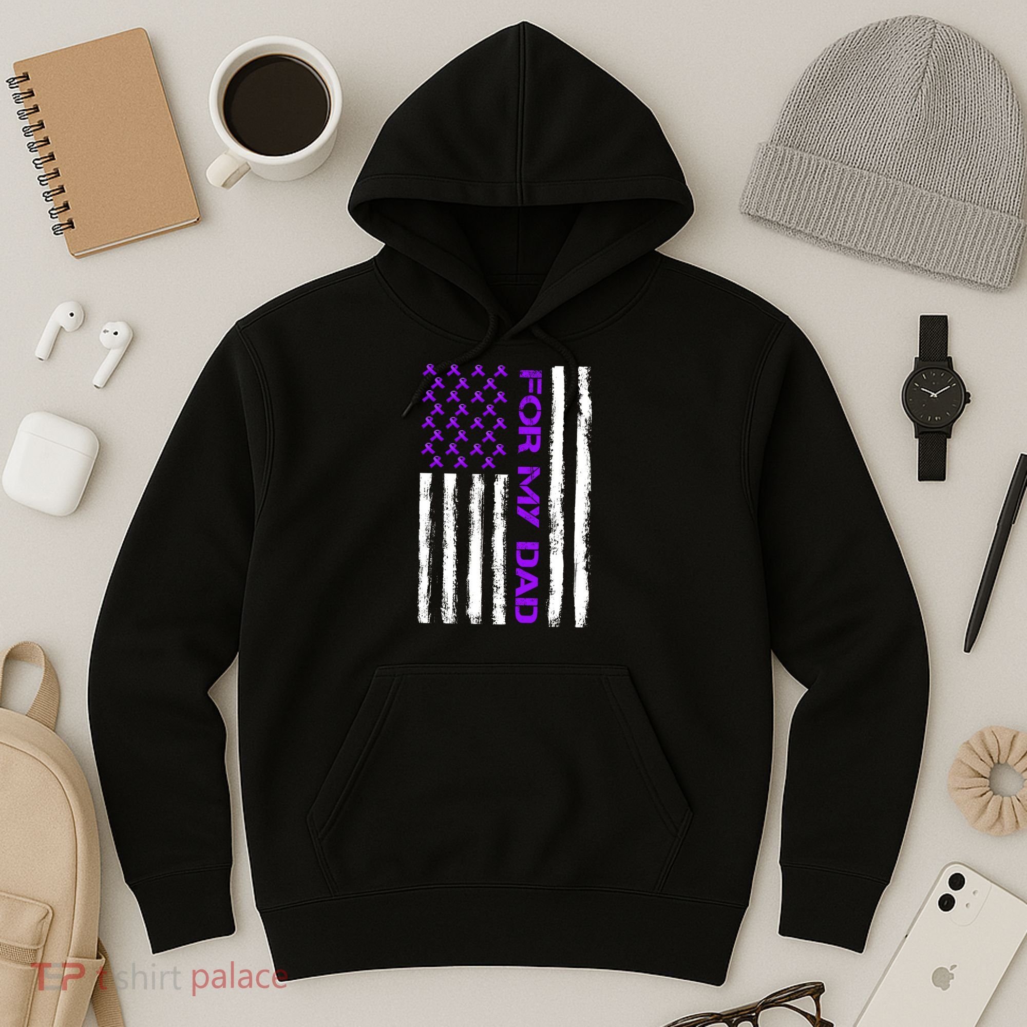 Alzheimer's Awareness For My Dad Support Flag Hoodie