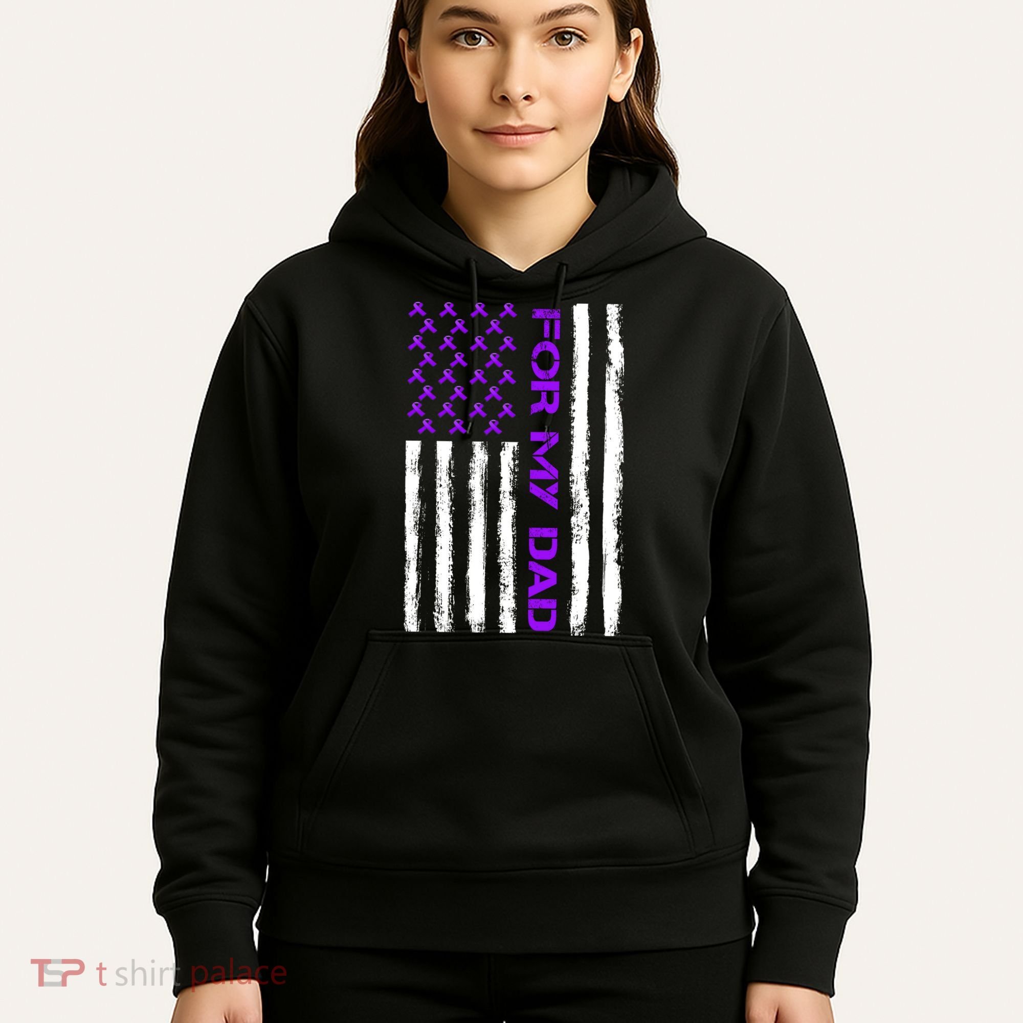 Alzheimer's Awareness For My Dad Support Flag Hoodie