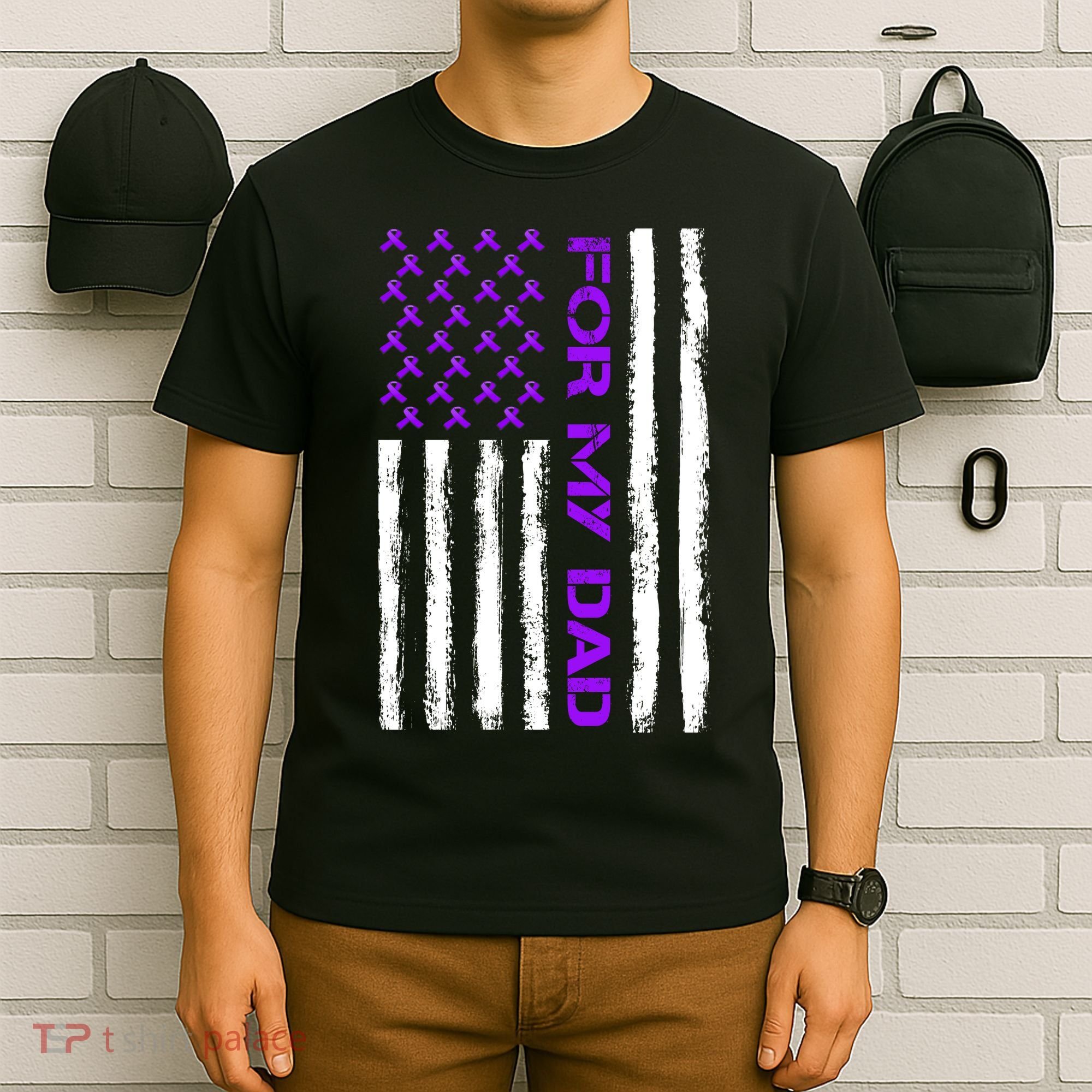 Alzheimer's Awareness For My Dad Support Flag T-Shirt