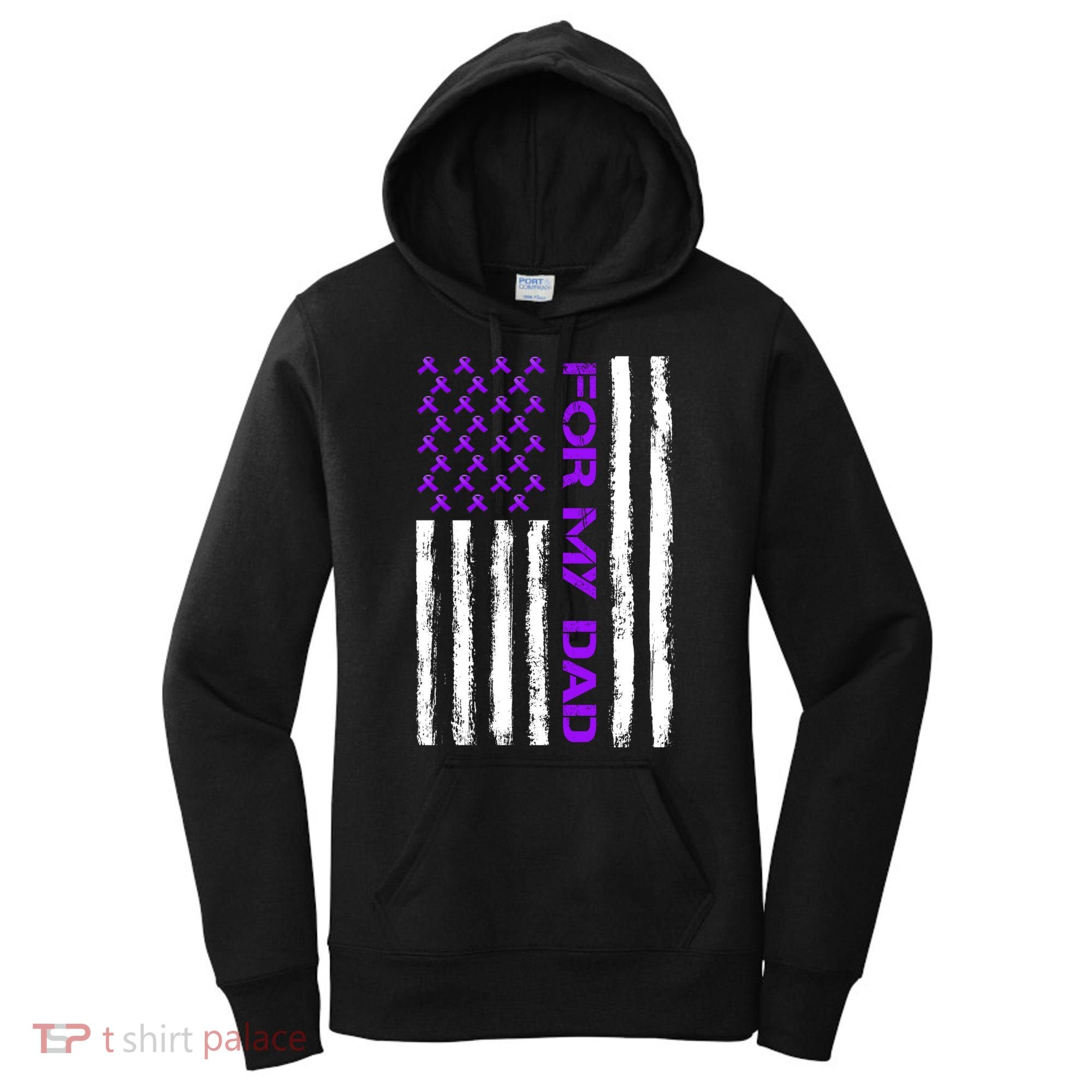 Alzheimer's Awareness For My Dad Support Flag Women's Hoodie