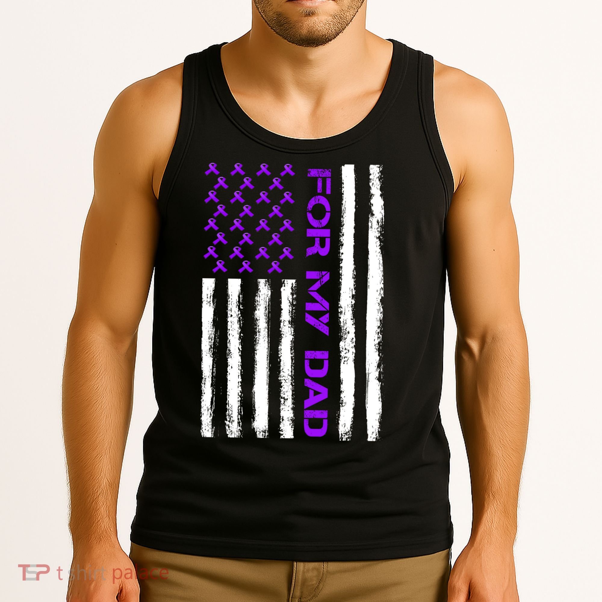 Alzheimer's Awareness For My Dad Support Flag Tank Top