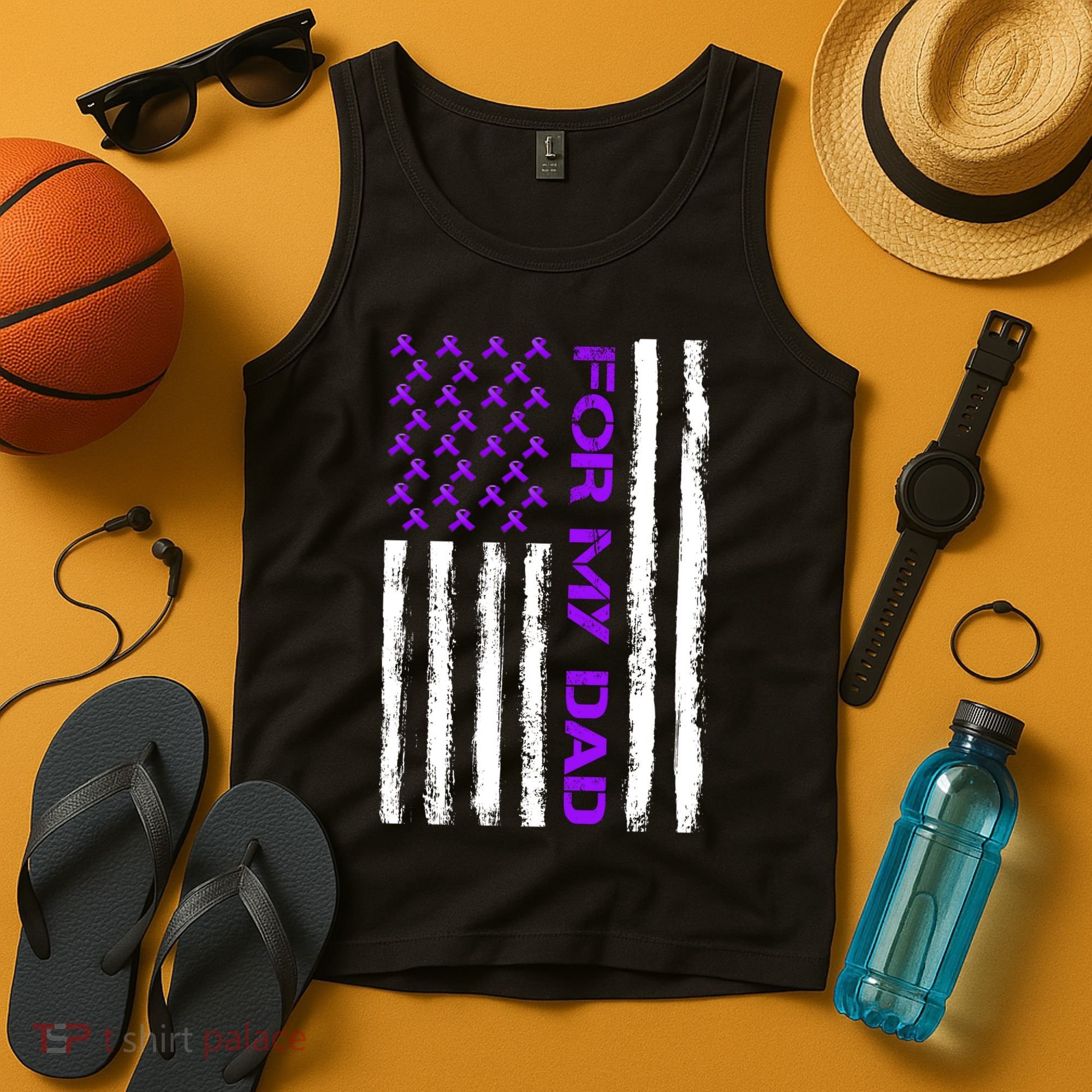 Alzheimer's Awareness For My Dad Support Flag Tank Top