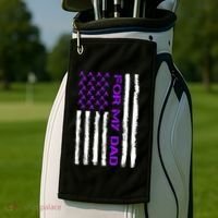 Alzheimer's Awareness For My Dad Support Flag Golf Towel thumb 2