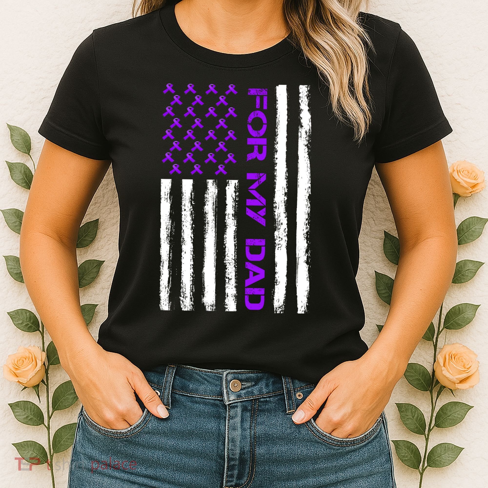 Alzheimer's Awareness For My Dad Support Flag Women's T-Shirt