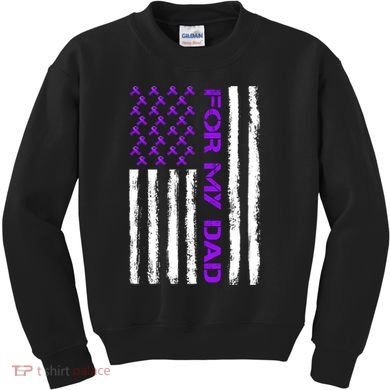 Alzheimer's Awareness For My Dad Support Flag Kids Sweatshirt