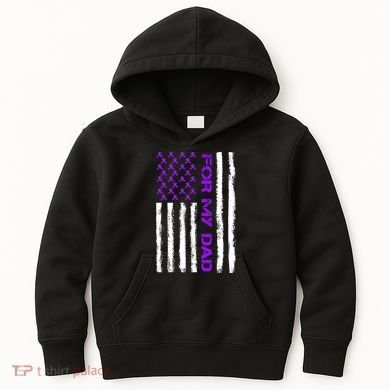 Alzheimer's Awareness For My Dad Support Flag Kids Hoodie