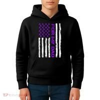 Alzheimer's Awareness For My Dad Support Flag Kids Hoodie thumb 4