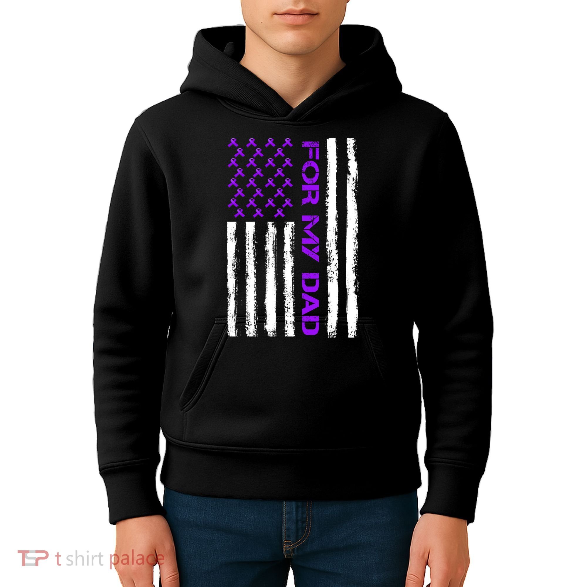 Alzheimer's Awareness For My Dad Support Flag Kids Hoodie
