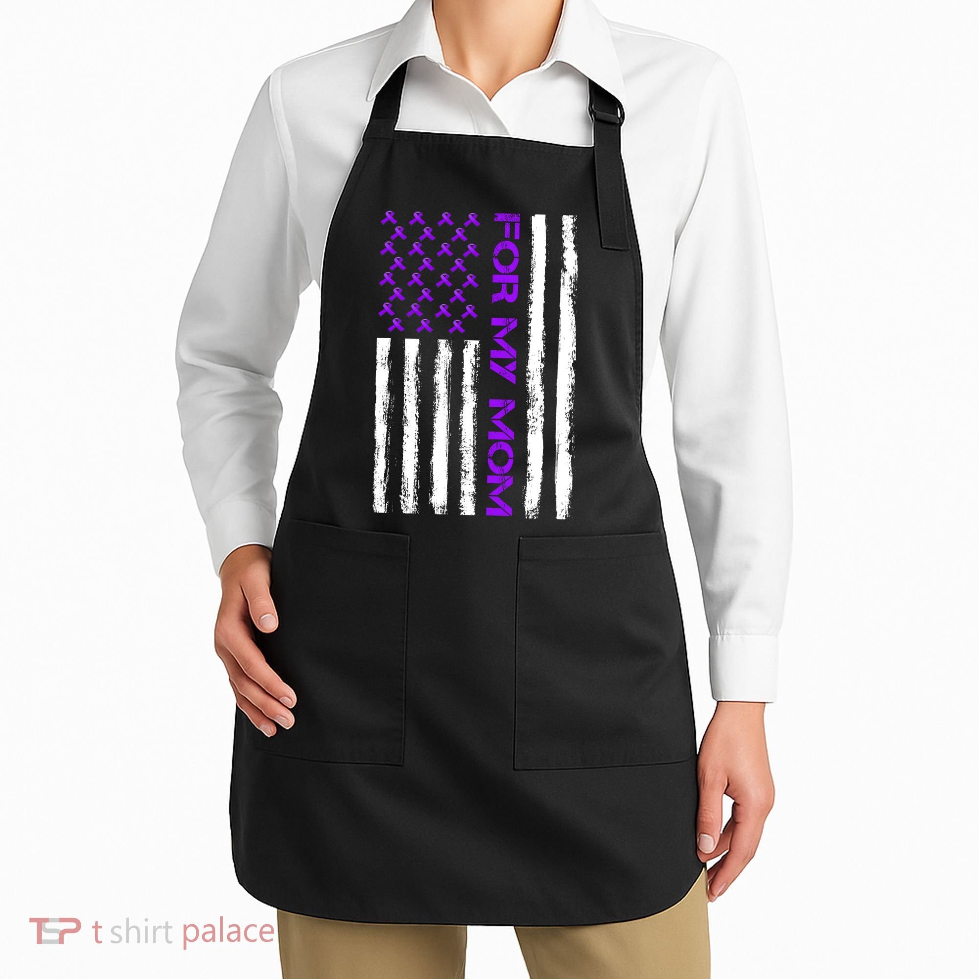 Alzheimer's Awareness For My Mom Support Flag Apron