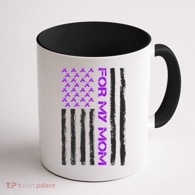 Alzheimer's Awareness For My Mom Support Flag Coffee Mug back