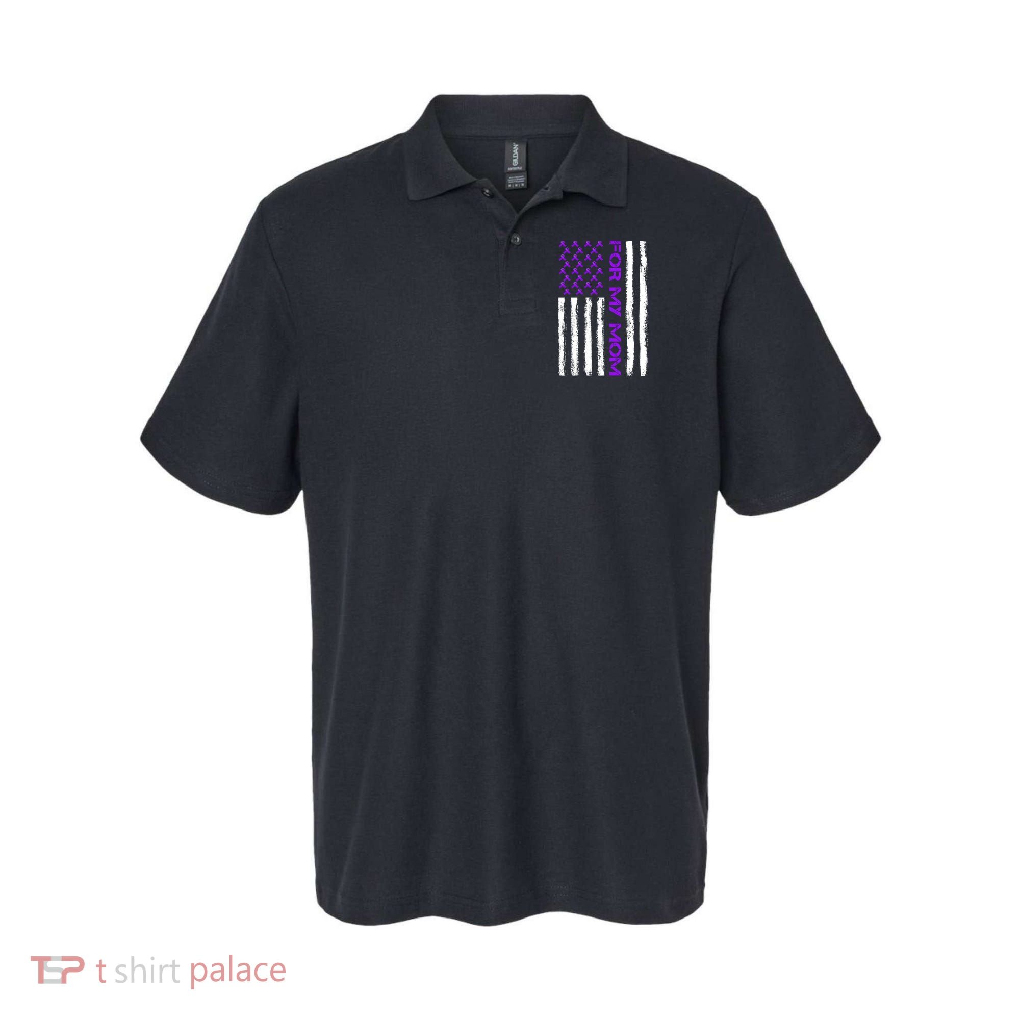 Alzheimer's Awareness For My Mom Support Flag Polo