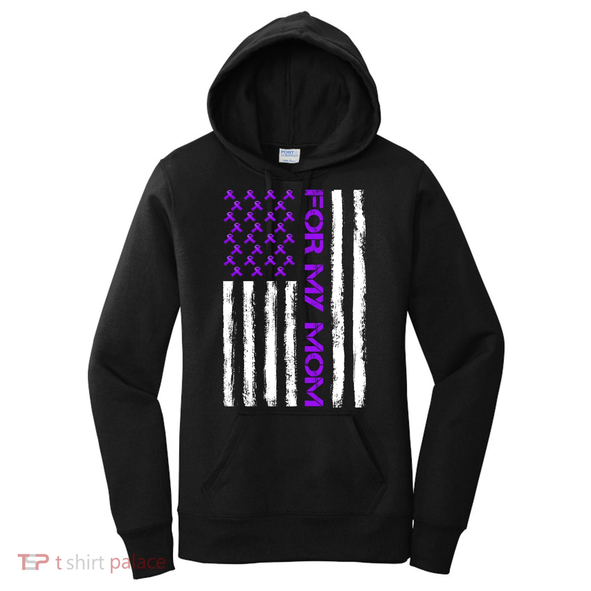 Alzheimer's Awareness For My Mom Support Flag Women's Hoodie