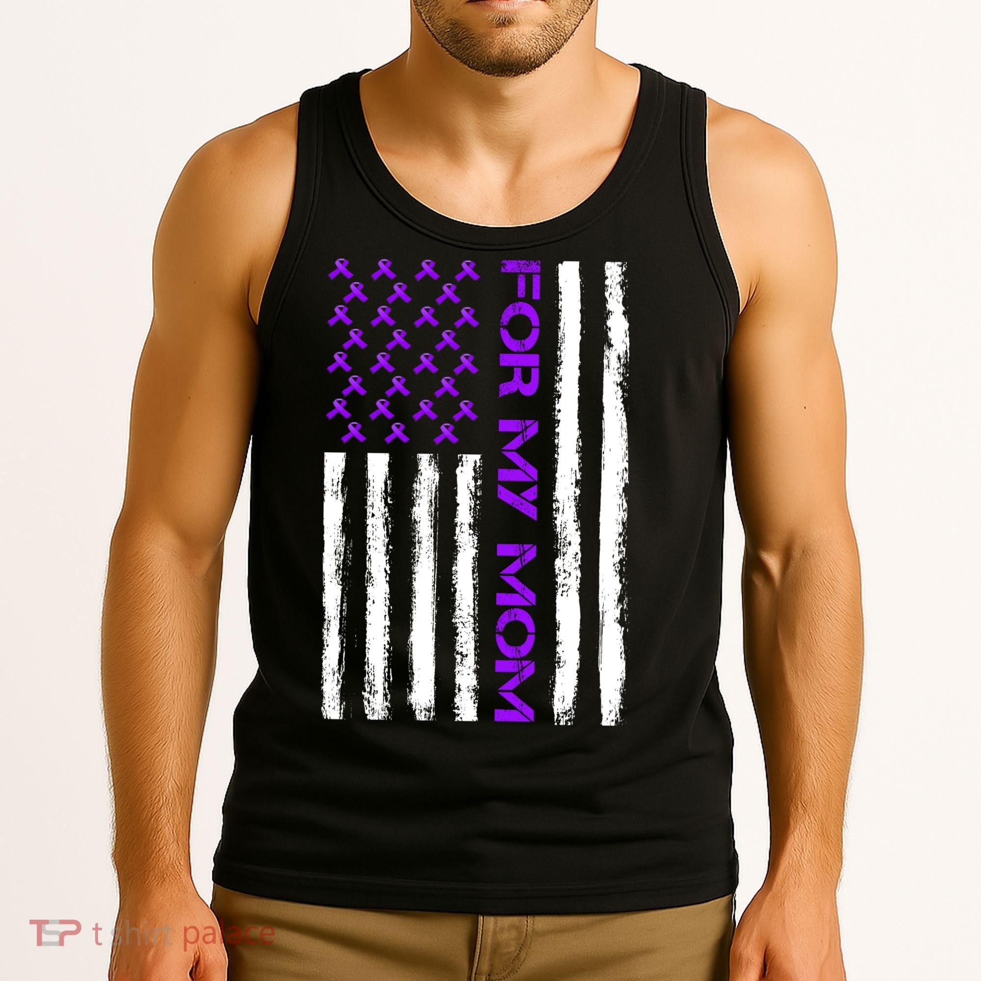 Alzheimer's Awareness For My Mom Support Flag Tank Top