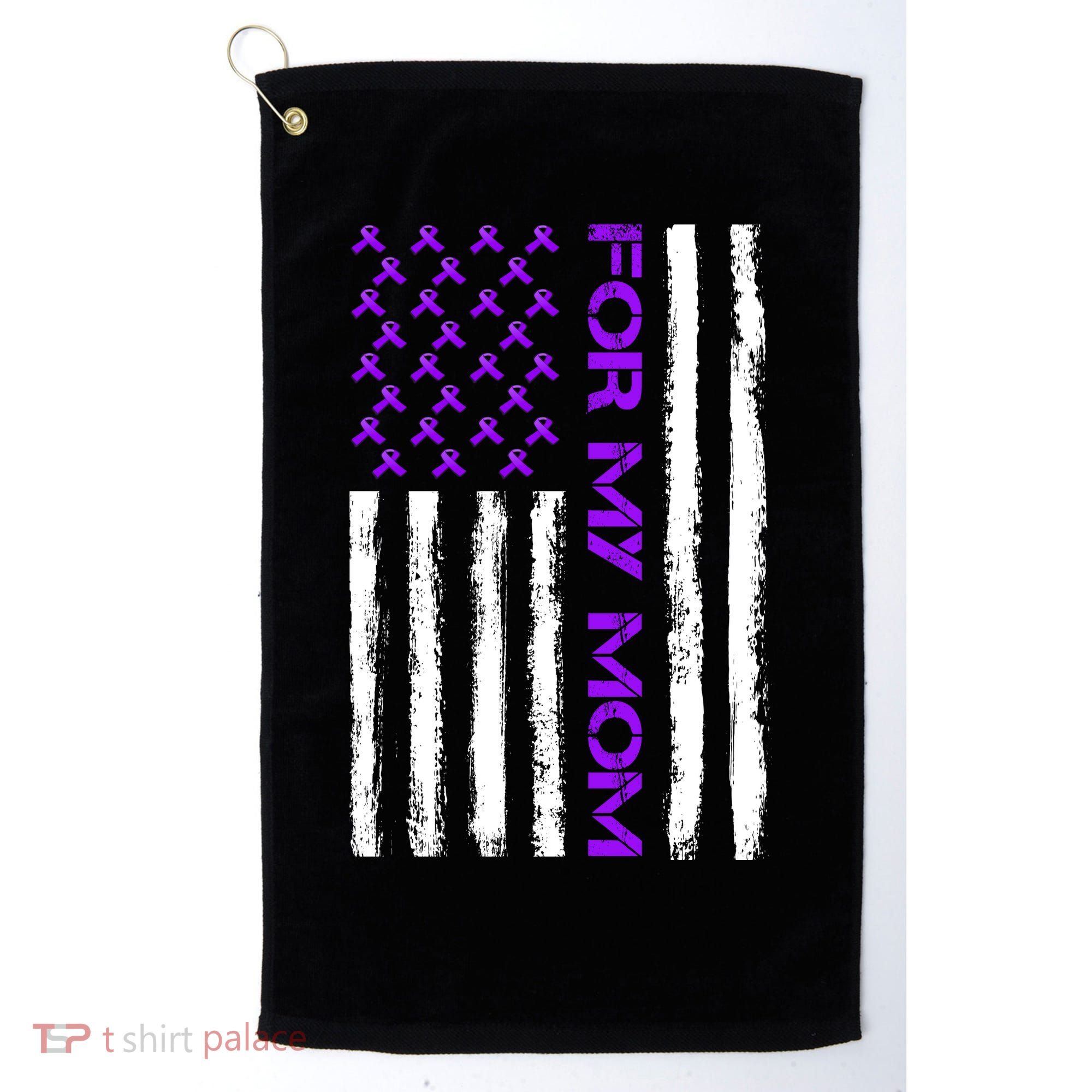 Alzheimer's Awareness For My Mom Support Flag Golf Towel