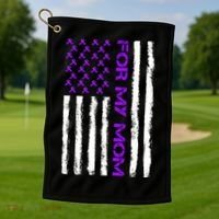 Alzheimer's Awareness For My Mom Support Flag Golf Towel thumb 1