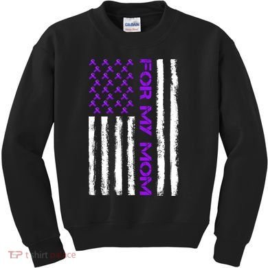 Alzheimer's Awareness For My Mom Support Flag Kids Sweatshirt