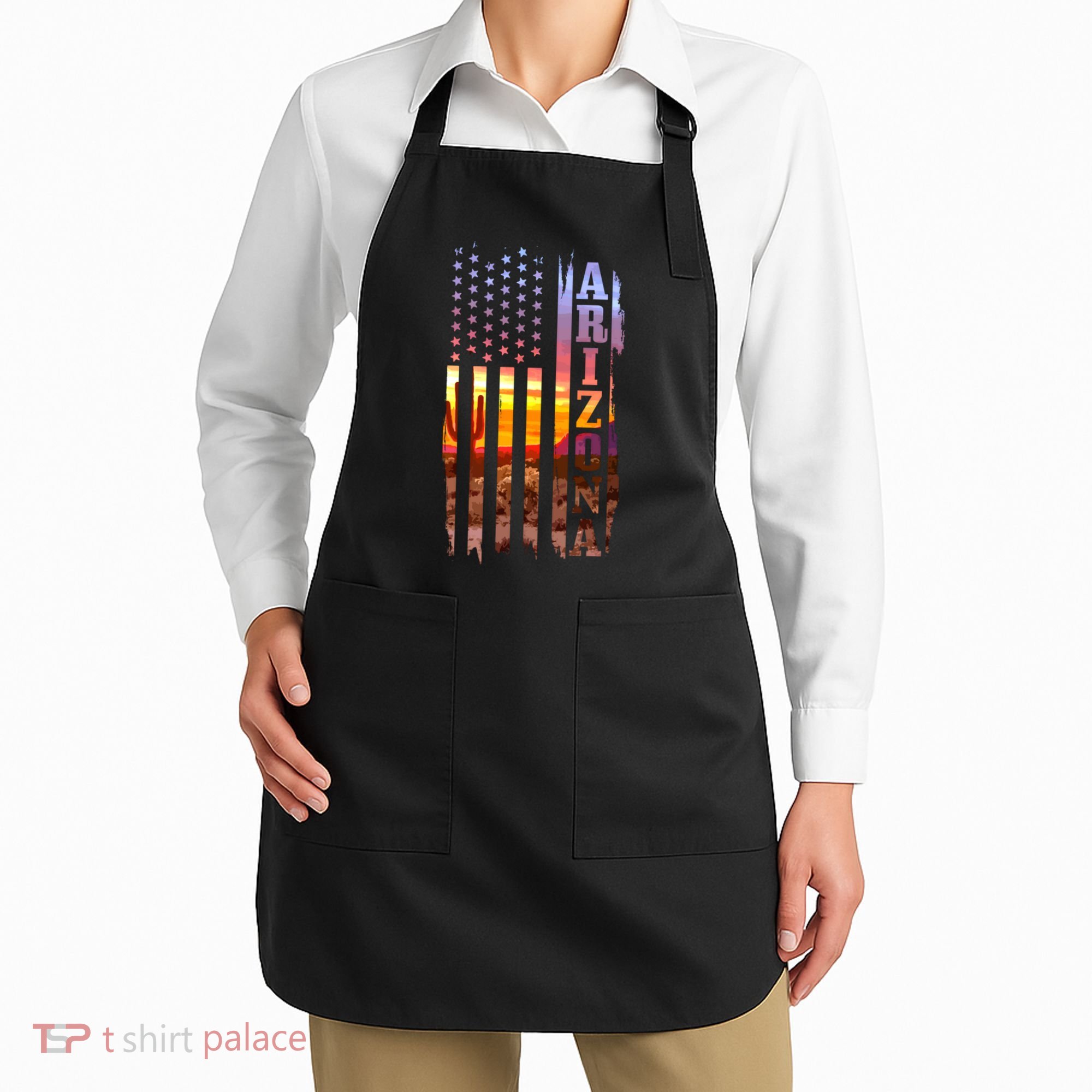 Arizona American Flag Landscape Cactus Patriotic Gift Apron